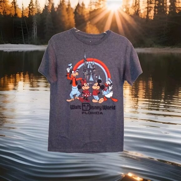 Womans Disney World T Shirt womans size small teens mickey goofy gray - Picture 1 of 4